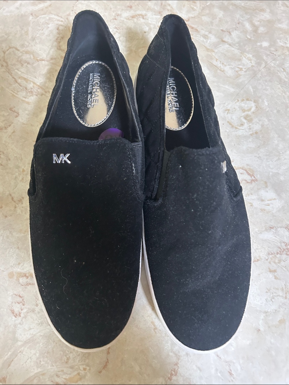 Michael Kors Black Suede Slip-On Sneakers with MK Accent